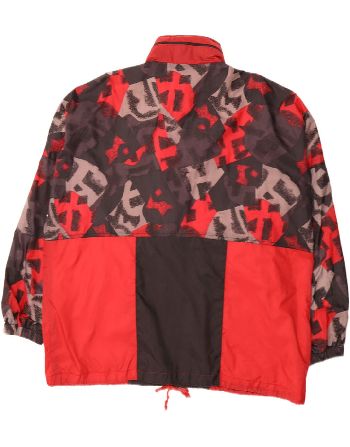 MARCEL CLAIR Mens Loose Fit Abstract Pattern Rain Jacket UK 42 XL Red Vintage Marcel Clair and Second-Hand Marcel Clair from Messina Hembry 