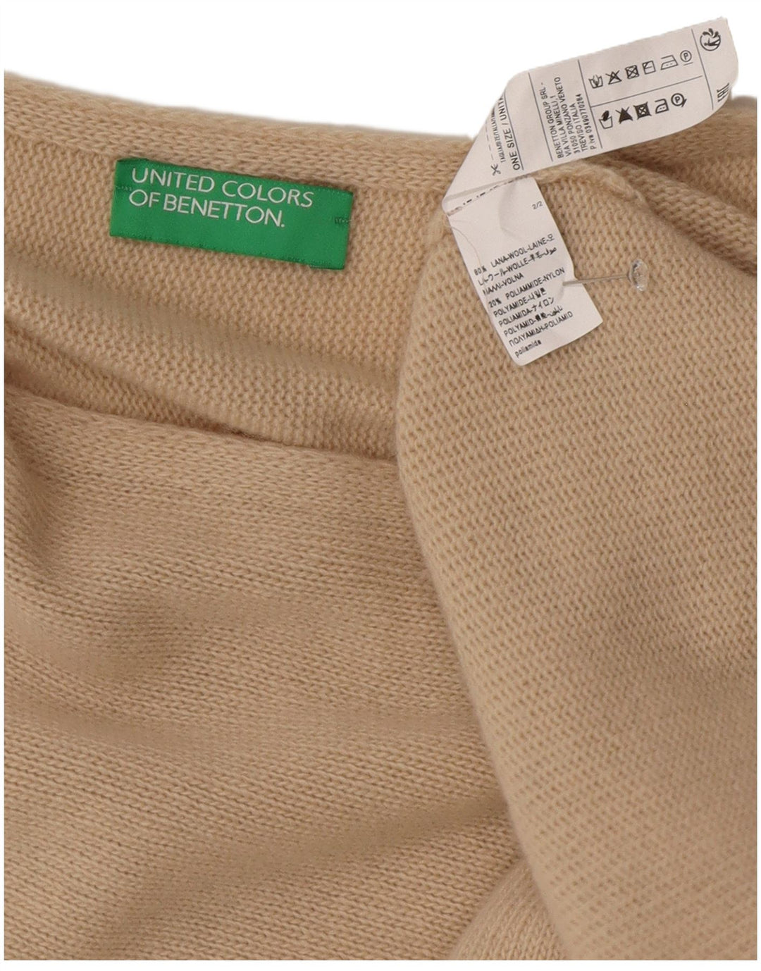 Benetton Γυναικείο ασύμμετρο πόντσο τζάμπα ένα μέγεθος μπεζ μαλλί