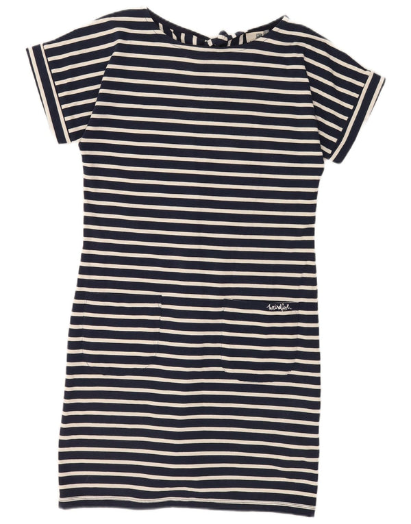 Weird Fish Γυναικείο T-Shirt Φόρεμα UK 10 Small Navy Blue ριγέ βαμβακερό