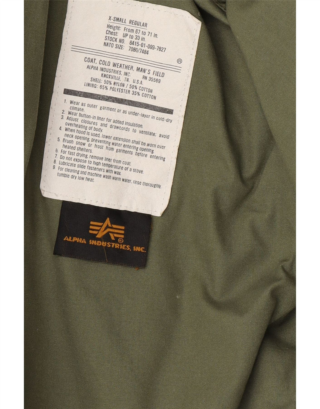 ALPHA INDUSTRIES Ανδρικό Utility Μπουφάν UK 36 Small Green Cotton