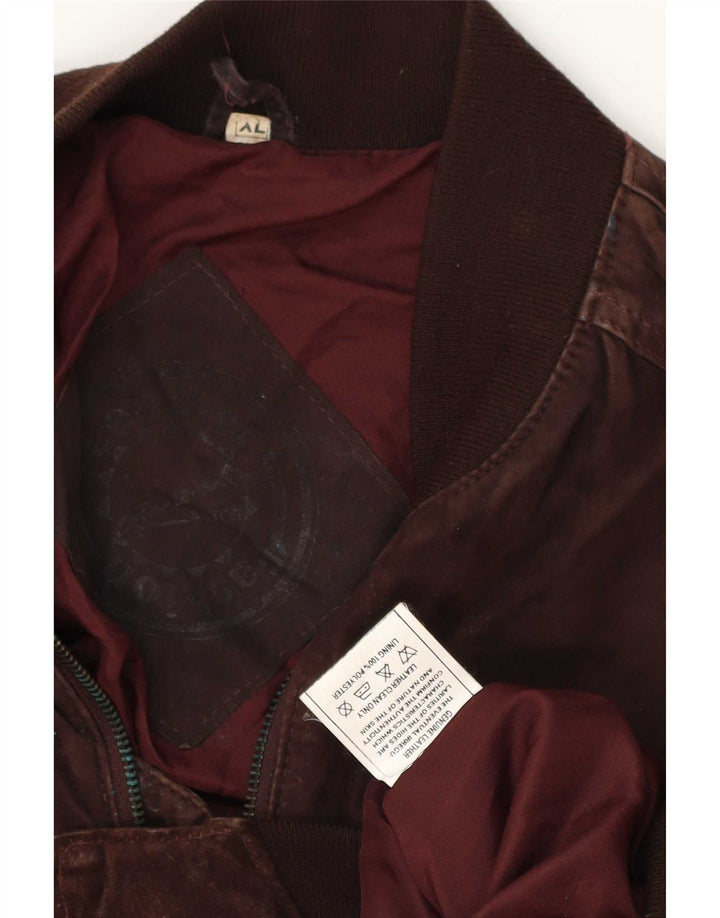 Vintage Ανδρικό Suede Bomber Jacket UK 42 XL Καφέ Δερμάτινο