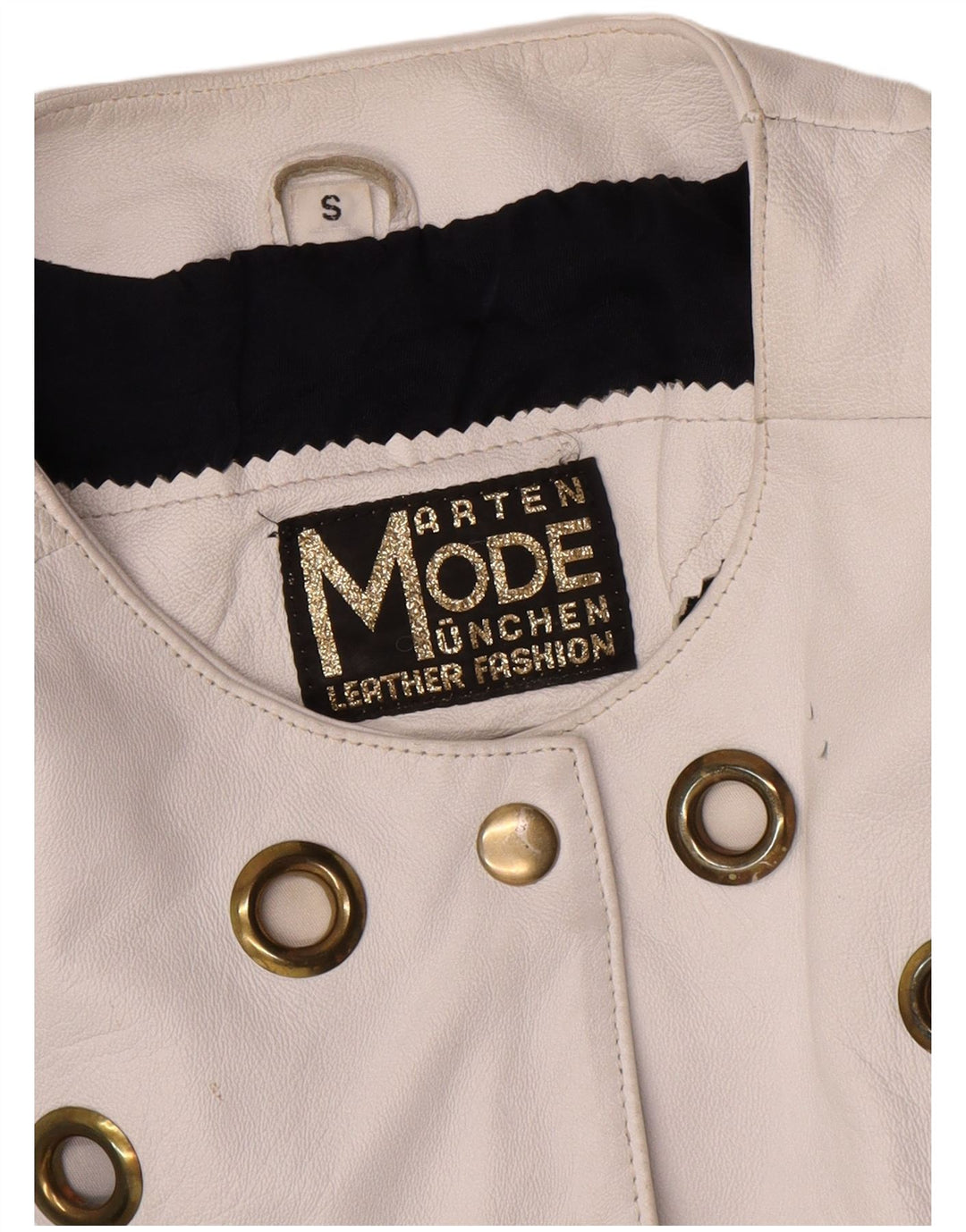 Vintage Γυναικείο Crop Δερμάτινο Μπουφάν UK 10 Small White Leather