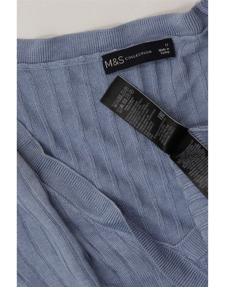 Marks & Spencer Γυναικεία Crop Μπλούζα Τοπ UK 12 Medium Blue Viscose