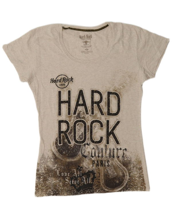 Hard Rock Cafe Girls Paris Graphic T-Shirt Top 14-15 Years XL Grey Flecked