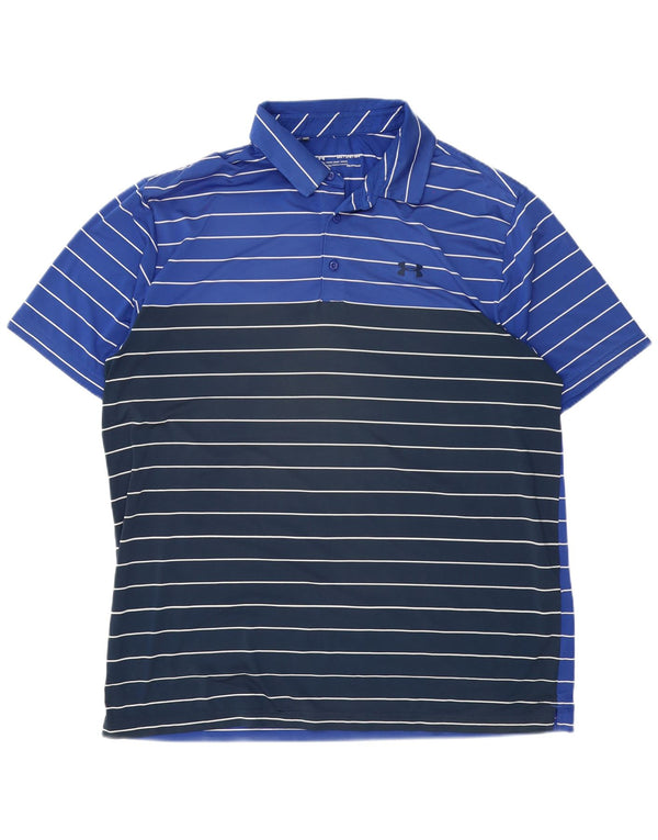 Under Armour Ανδρικό Heat Gear Polo Shirt 2XL Navy Blue ριγέ πολυεστέρα