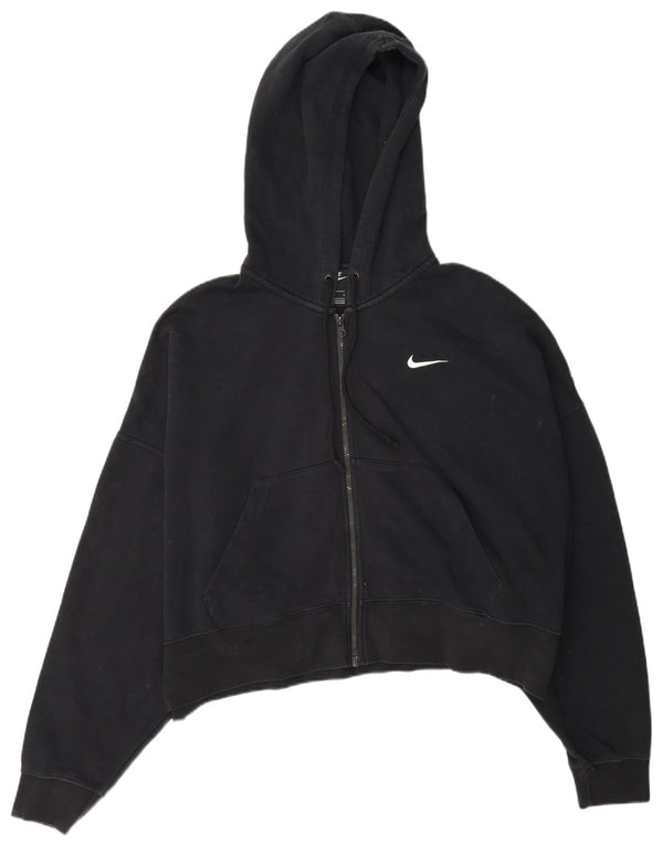 Γυναικείο πουλόβερ Nike Crop με φερμουάρ UK 16 μεγάλο μαύρο βαμβακερό