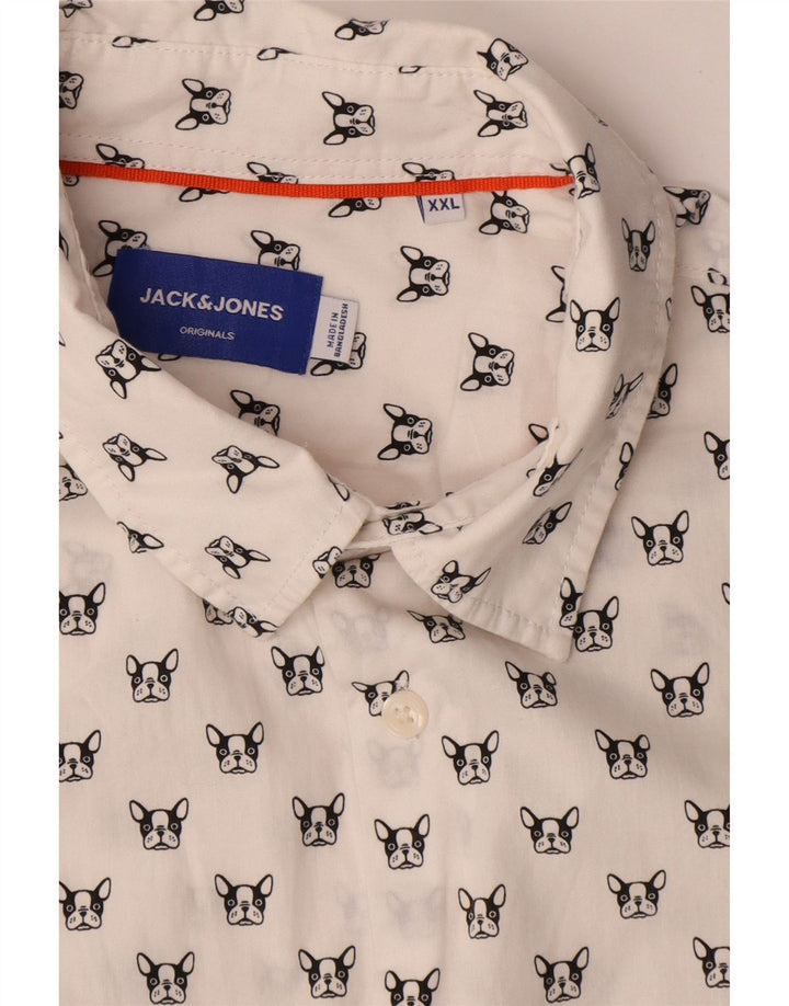 Ανδρικό πουκάμισο JACK & JONES 2XL από βαμβακερό λευκό στίγματα