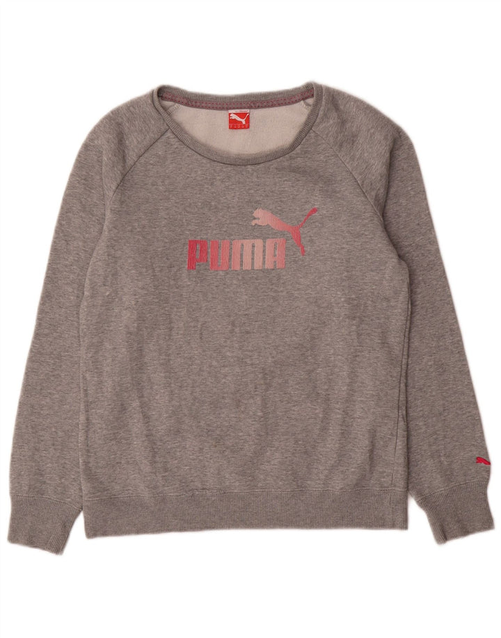 Γυναικείο γραφικό φούτερ Puma Jumper UK 12 Βαμβακερό μεσαίο γκρι