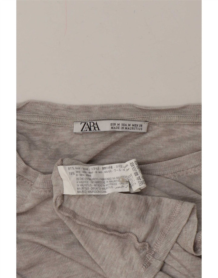 Zara γυναικείο τοπ μακρυμάνικο UK 14 Medium Grey Flecked Lyocell