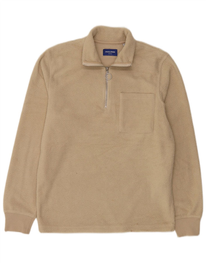 Jack & Jones Ανδρικό φερμουάρ Fleece Jumper Μεσαίο μπεζ πολυεστέρας