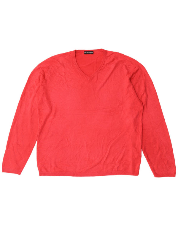 Ανδρικό πουλόβερ Marks & Spencer Autograph V-Neck Jumper XL Κόκκινο Ακρυλικό