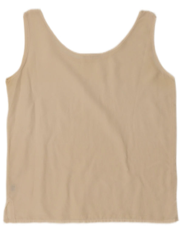 Vintage Γυναικείο Crop Γιλέκο UK 14 Medium Beige Silk