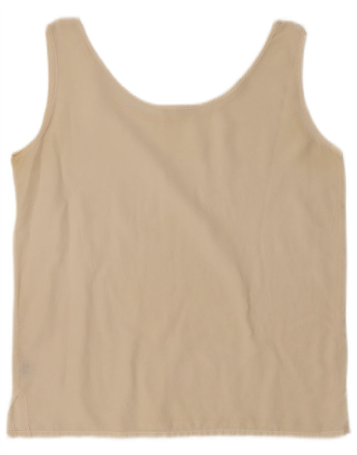 Vintage Γυναικείο Crop Γιλέκο UK 14 Medium Beige Silk