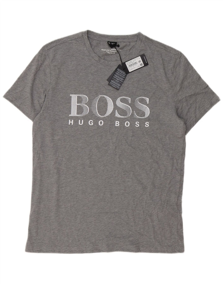Ανδρικό γραφικό T-Shirt Hugo Boss Top μεγάλο γκρι βαμβακερό
