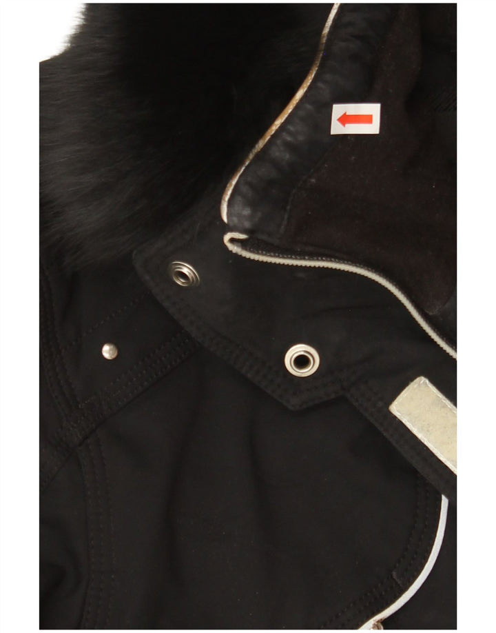 WEST SCOUT Γυναικείο μπουφάν με κουκούλα αντιανεμικό UK 14 μεγάλο μαύρο νάιλον