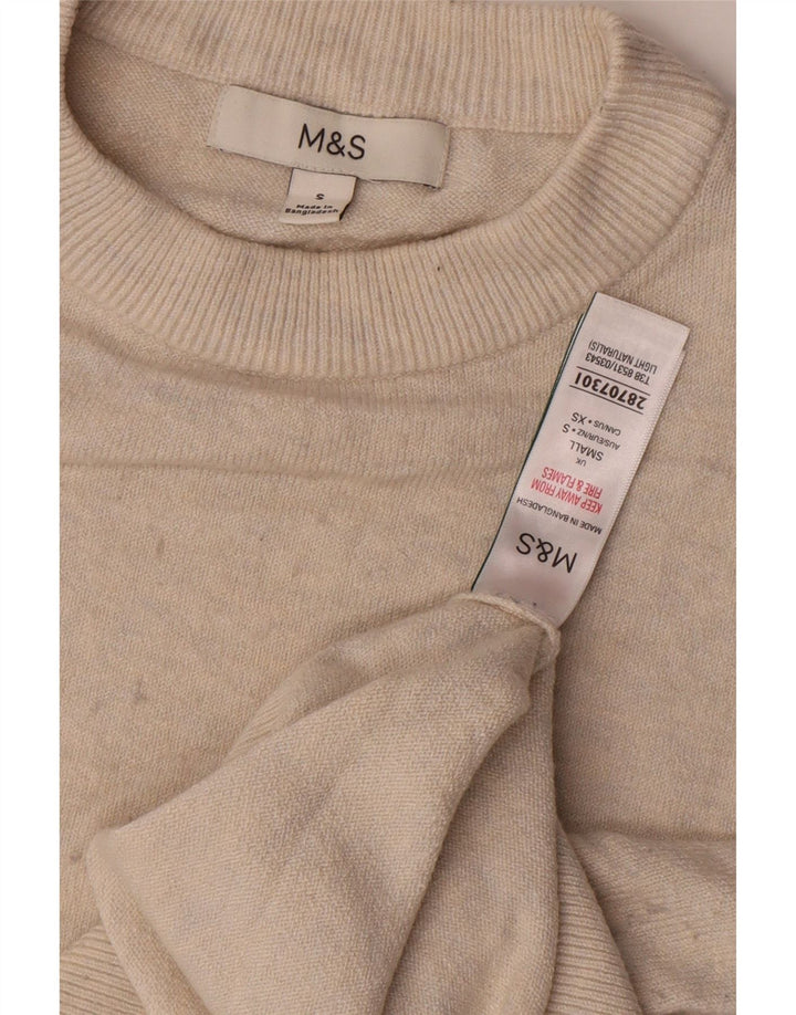 Marks & Spencer Γυναικείο πουλόβερ με λαιμόκοψη UK 10 Small Beige Polyester