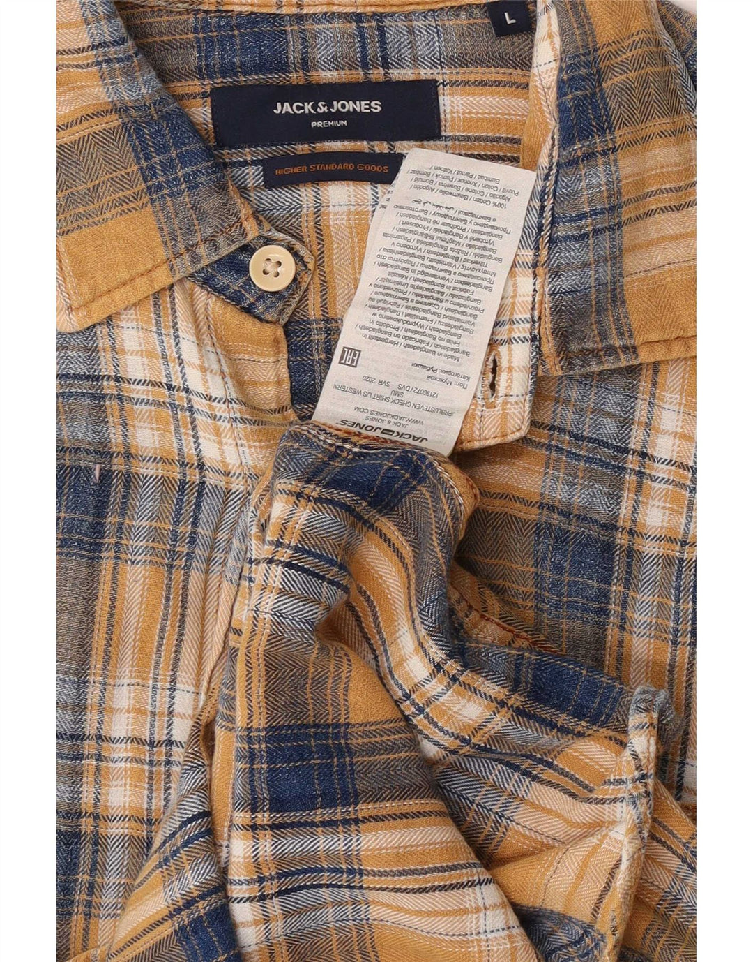 Jack & Jones Ανδρικό φανελένιο πουκάμισο μεγάλο κίτρινο βαμβακερό καρό