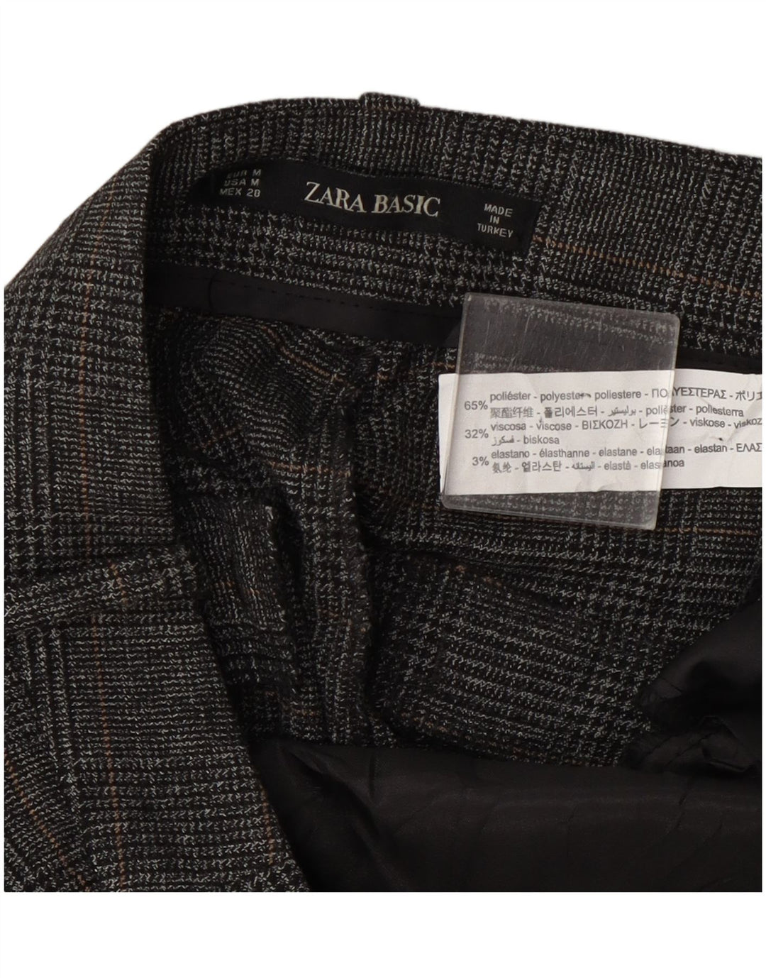 Zara Γυναικείο Cropped Παντελόνι Medium W28 L24 Grey Check Polyester