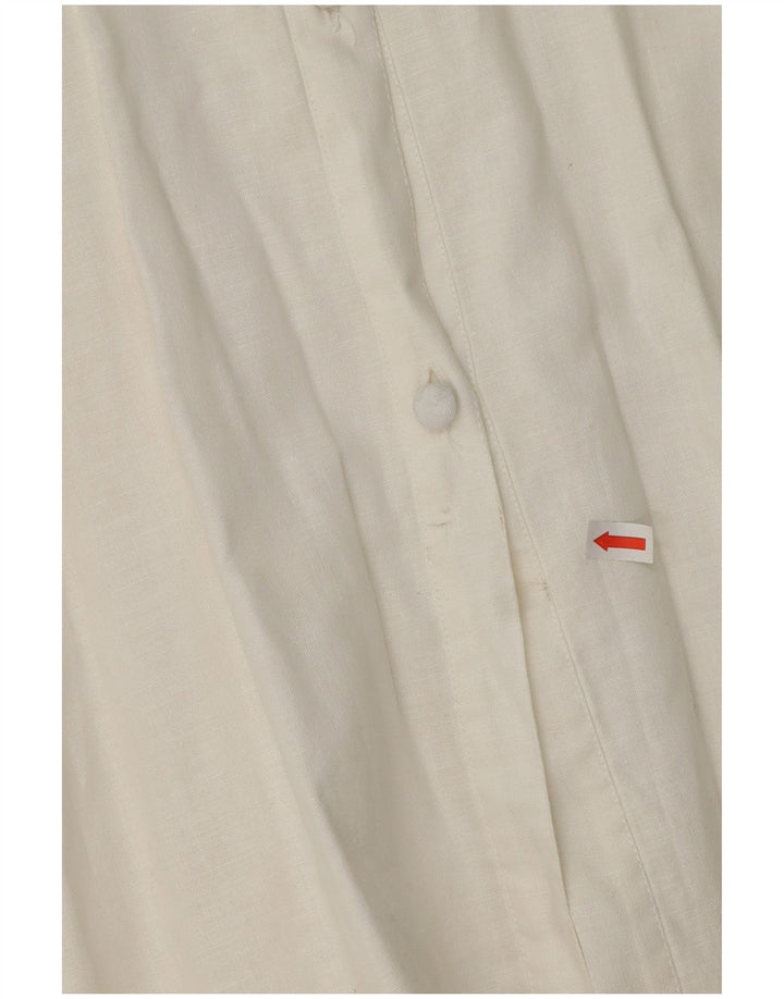 VINTAGE Γυναικείο πουκάμισο 3/4 μανίκι Μπλούζα UK 14 Medium White Floral