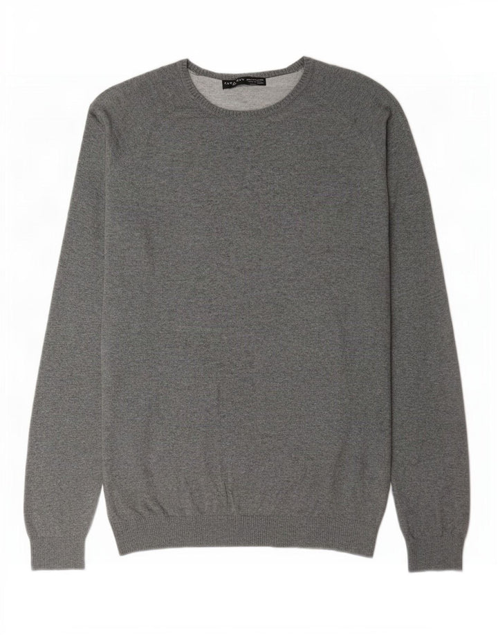 Ανδρικό πουλόβερ Zara Crew Neck Jumper XL Γκρι βαμβακερό