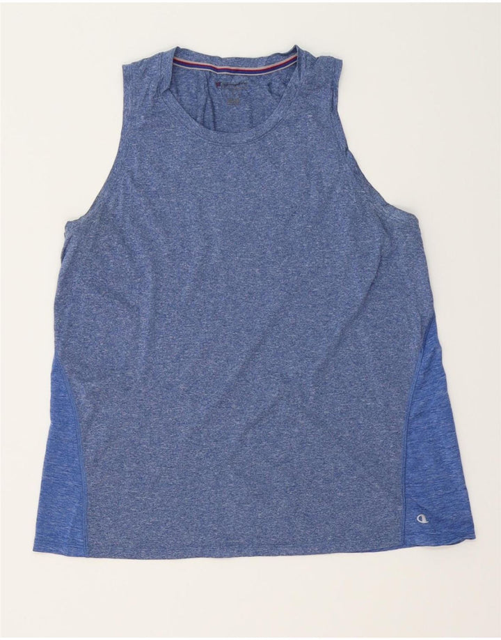 CHAMPION Womens Vest Top UK 14 Large Blue Colourblock Vintage Champion and Second-Hand Champion from Messina Hembry 