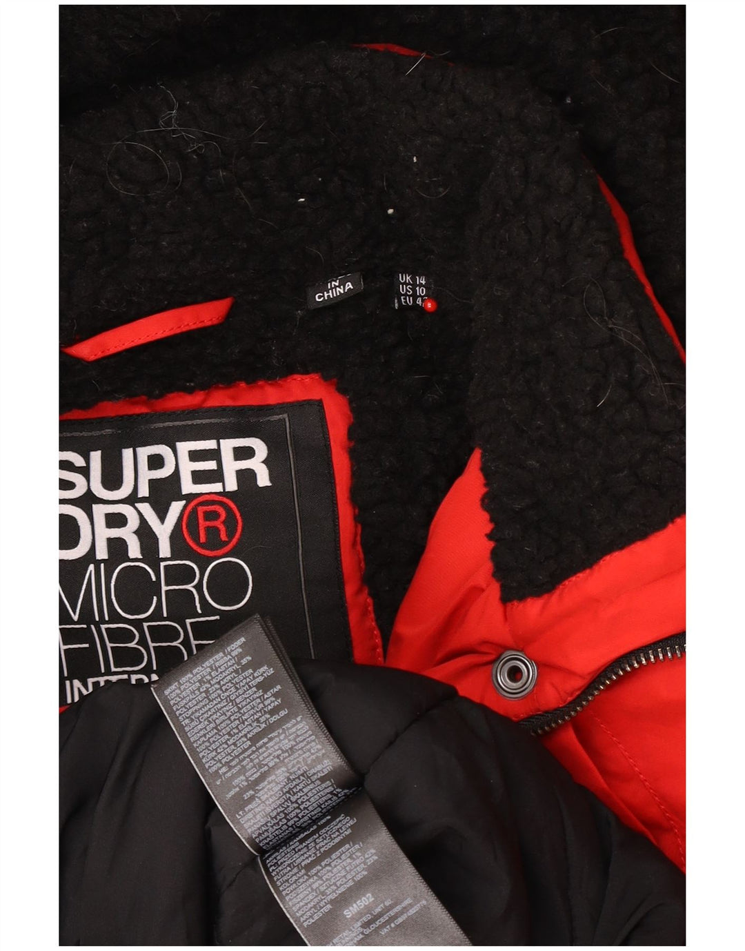 Superdry γυναικείο μπουφάν Parka με κουκούλα UK 14 μεγάλο κόκκινο πολυεστέρα