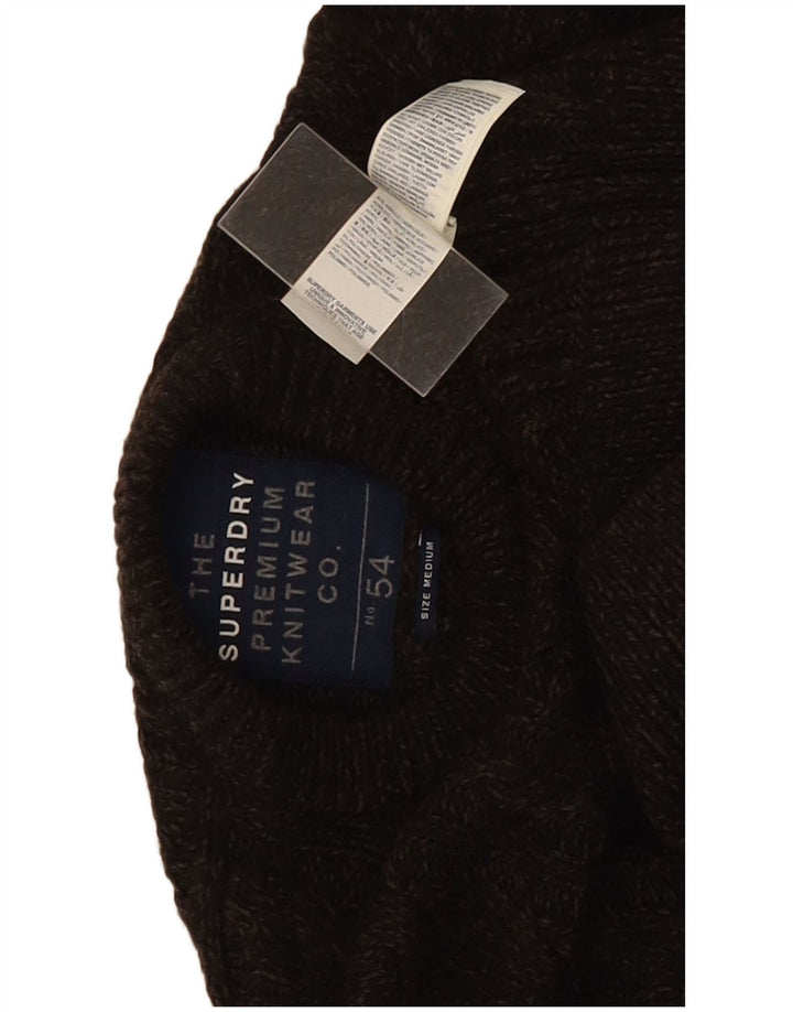 Superdry Ανδρικό πουλόβερ με λαιμόκοψη μεσαίου καφέ ακρυλικό
