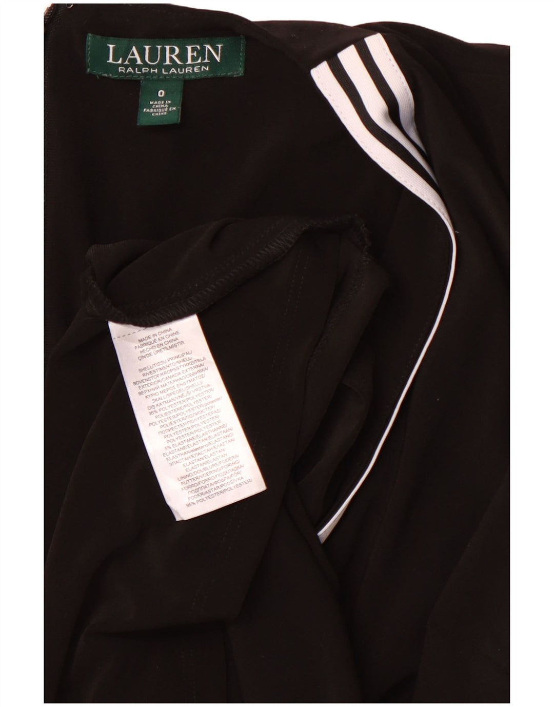 RALPH LAUREN Γυναικείο φόρεμα με μανίκια 3/4 US 0 XS μαύρο ριγέ πολυεστέρα