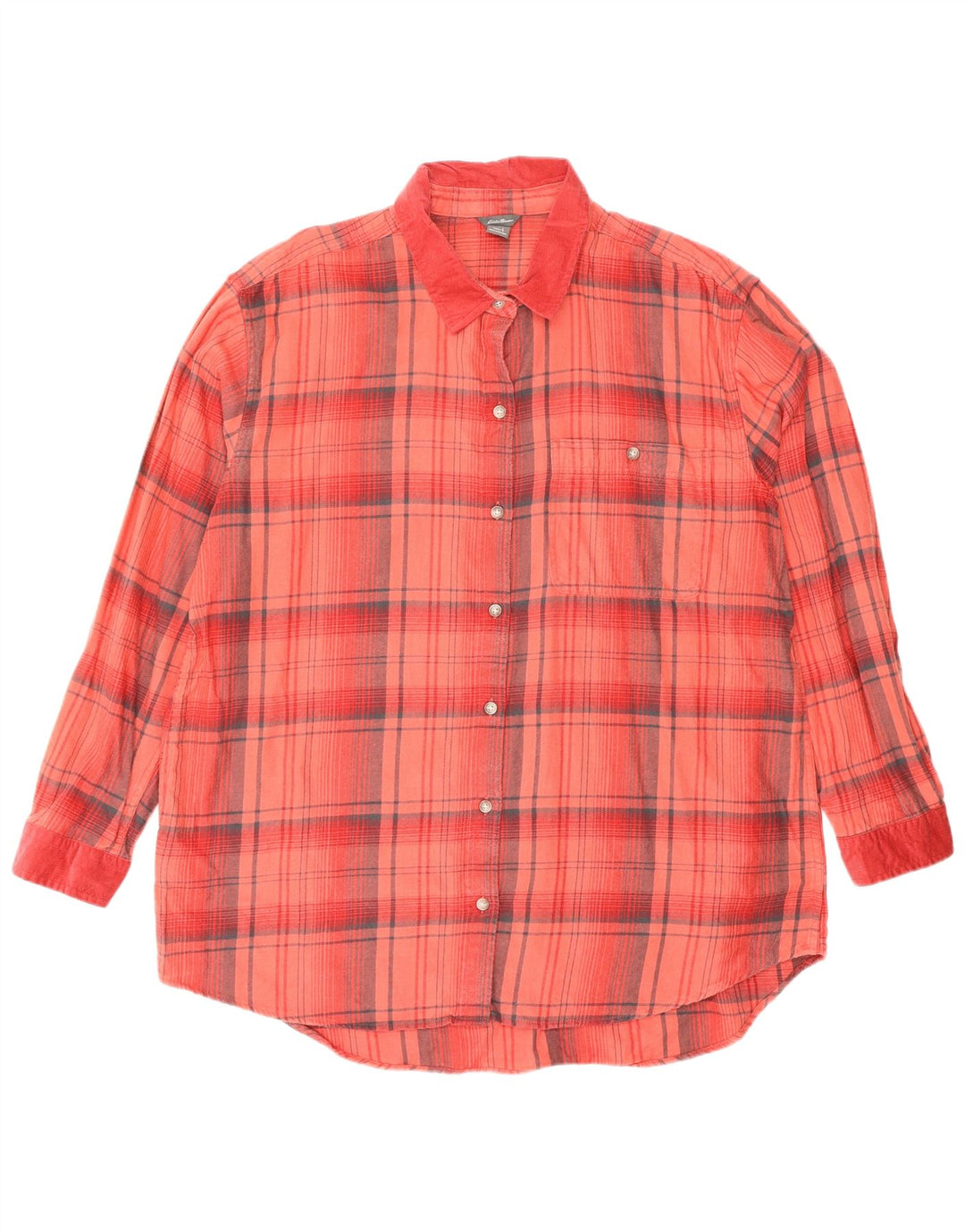 EDDIE BAUER Γυναικείο φανελένιο πουκάμισο UK 16 μεγάλο κόκκινο βαμβακερό