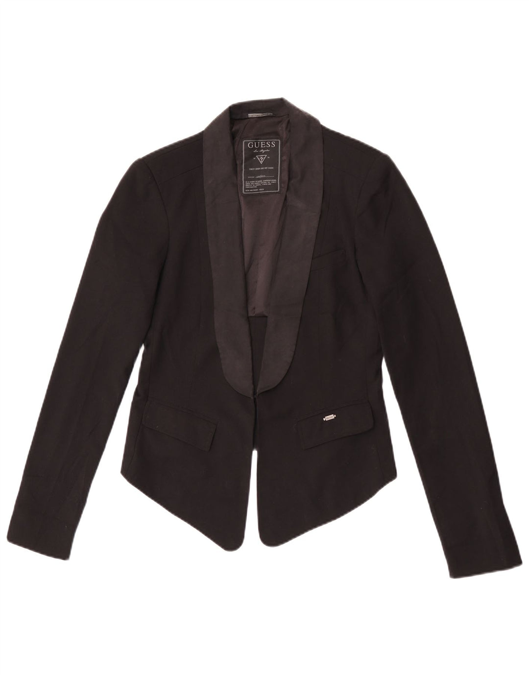 Guess Womens Crop Blazer Jacket UK 12 Medium Black Polyester