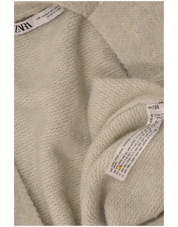 Zara Γυναικείο Longline ανοιχτό πουλόβερ UK 6 XS Grey Polyester