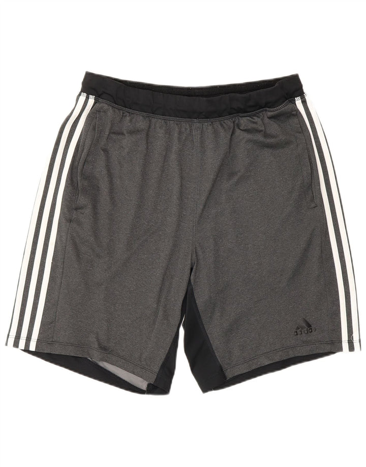 Ανδρικό αθλητικό σορτς Adidas Climalite με μεγάλο γκρι χρώμα και πολυεστέρα