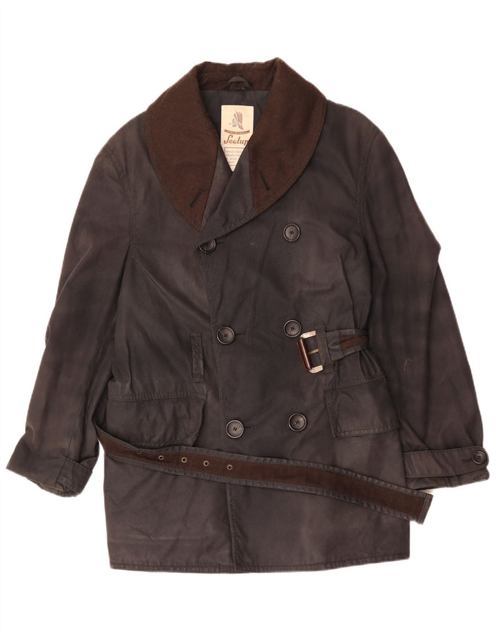 Sealup Ανδρικό παλτό με διπλό στήθος UK 38 Μεσαίο μαύρο βαμβακερό