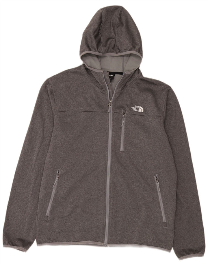 Ανδρικό πουλόβερ με κουκούλα με φερμουάρ North Face μεγάλο γκρι πολυεστέρα