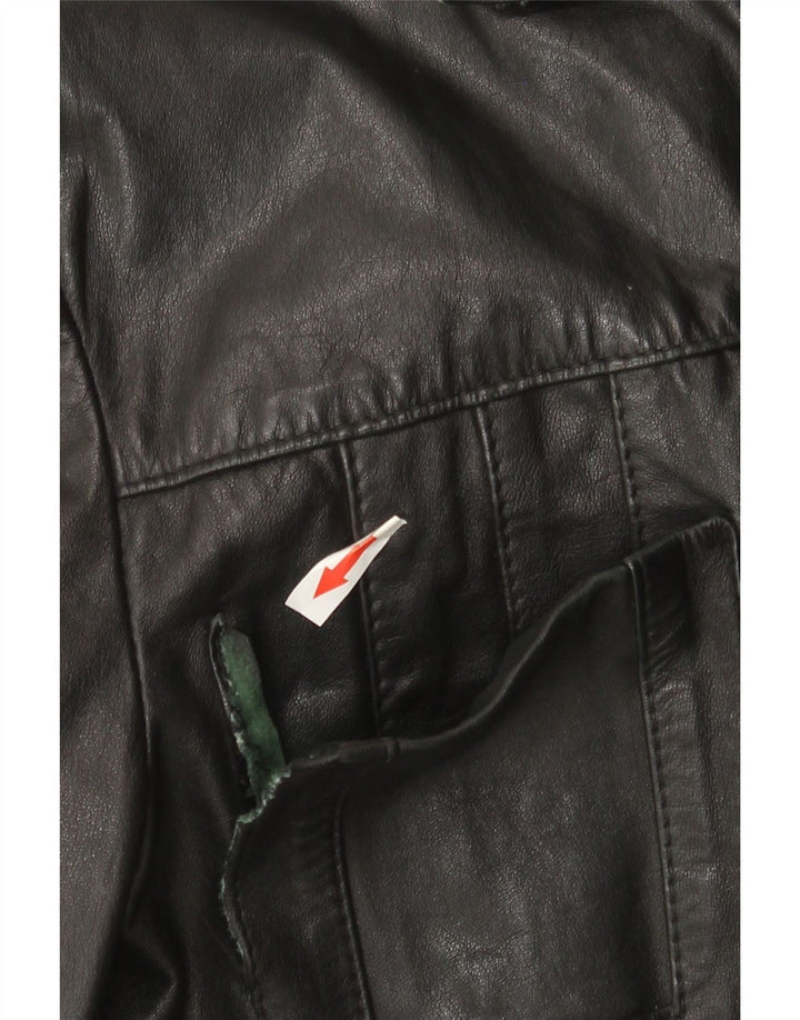 Ανδρικό δερμάτινο μπουφάν Henry Morell 3/4 μανίκι IT 52 XL μαύρο δέρμα