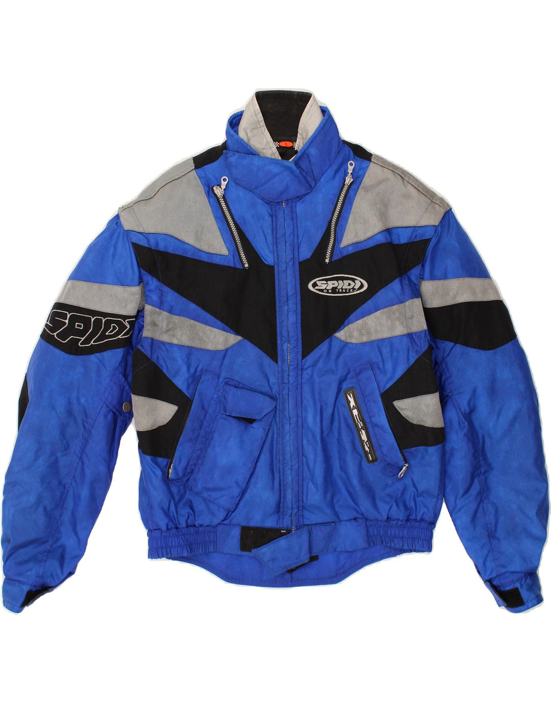 SPIDI Boys Graphic Racer Jacket 15-16 Years Large  Blue Colourblock Vintage Spidi and Second-Hand Spidi from Messina Hembry 