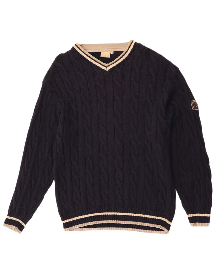 Ανδρικό πουλόβερ Camel Active με V λαιμόκοψη, μεσαίο μπλε βαμβακερό