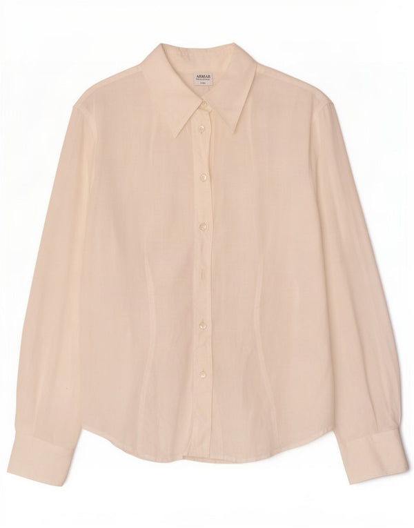 Armani Collezioni Γυναικεία See Through Shirt Μπλούζα IT 46 Large White Ramie