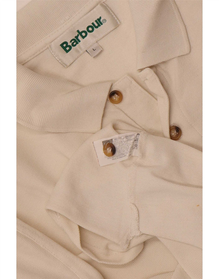 Ανδρικό πουκάμισο πόλο Barbour μεγάλο σε λευκό βαμβακερό