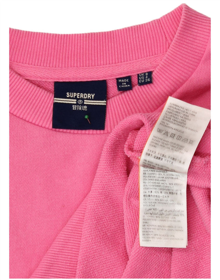 Superdry Γυναικείο Φούτερ μεγάλου μεγέθους Jumper UK 8 Μικρό ροζ βαμβακερό