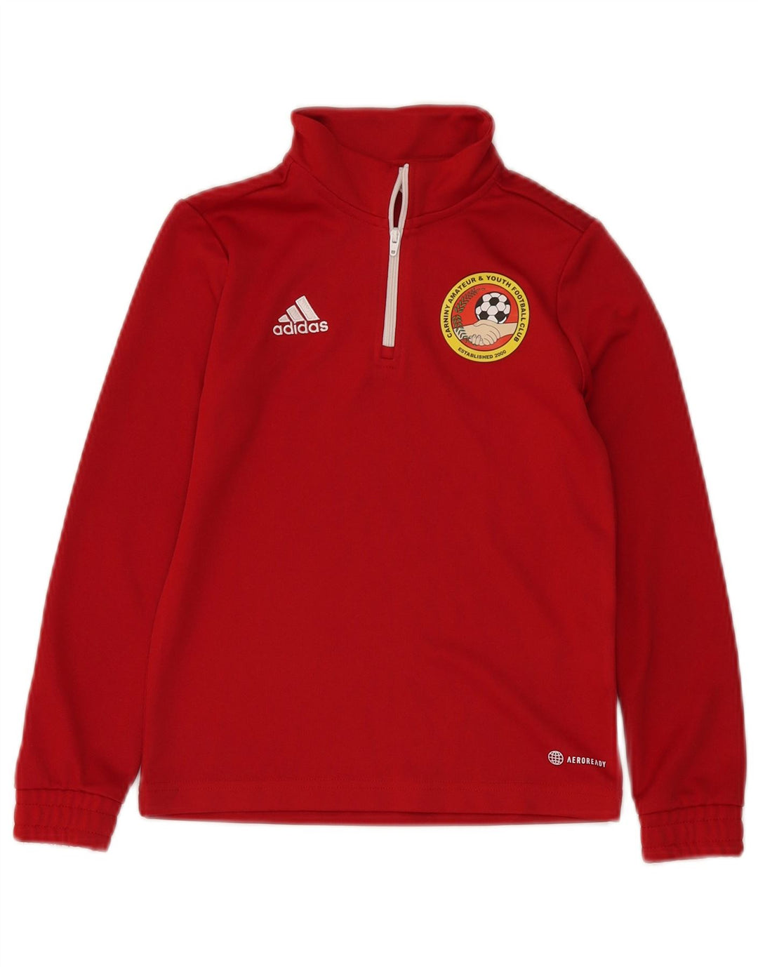 ADIDAS Boys Aeroready Graphic Zip Lack Top Μακρυμάνικο 9-10 ετών Κόκκινο