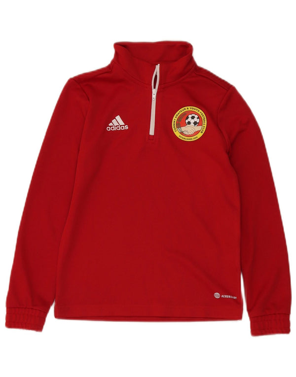 ADIDAS Boys Aeroready Graphic Zip Lack Top Μακρυμάνικο 9-10 ετών Κόκκινο
