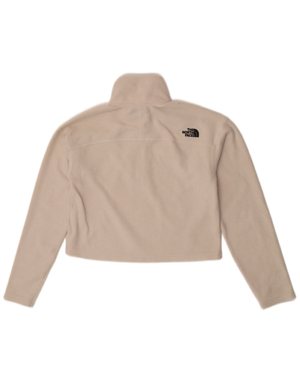 The North Face Womens Crop Zip Neck Fleece Jumper UK 10 Small White