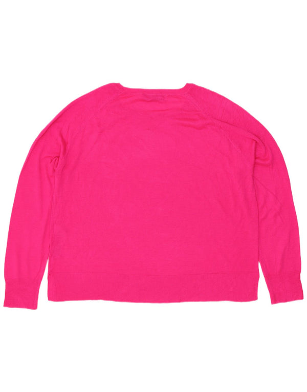 Zara Γυναικείο πουλόβερ με λαιμόκαυμα UK 14 Medium Pink Viscose