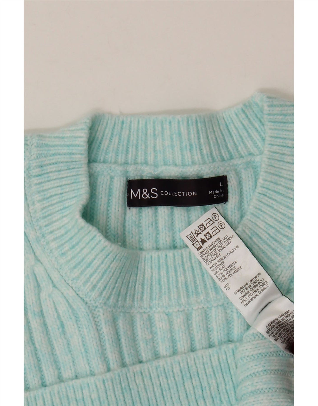 MARKS & SPENCER Γυναικείο πουλόβερ με λαιμόκοψη UK 16 Large Blue Polyester