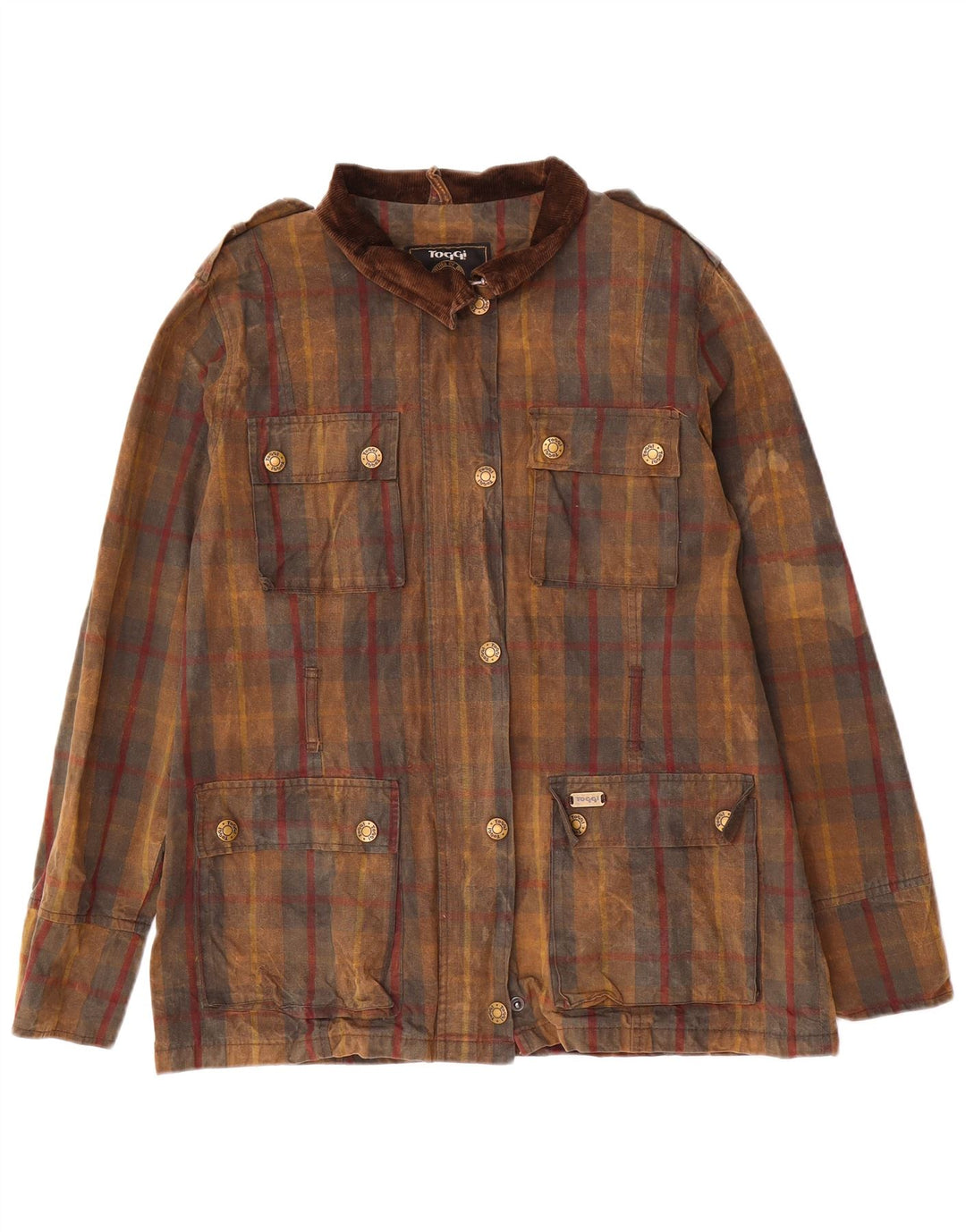 Toggi Γυναικείο Military Jacket UK 16 Large Brown Check Cotton