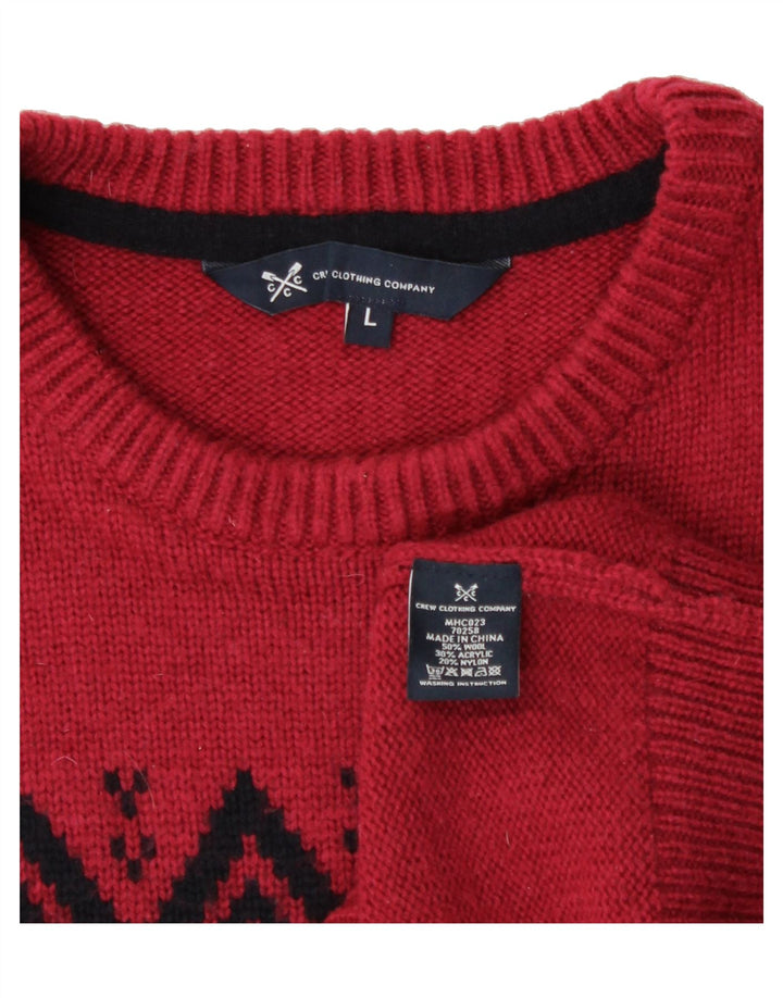 CREW CLOTHING Mens Crew Neck Jumper Sweater Large Red Argyle/Diamond Wool Vintage Crew Clothing and Second-Hand Crew Clothing from Messina Hembry 