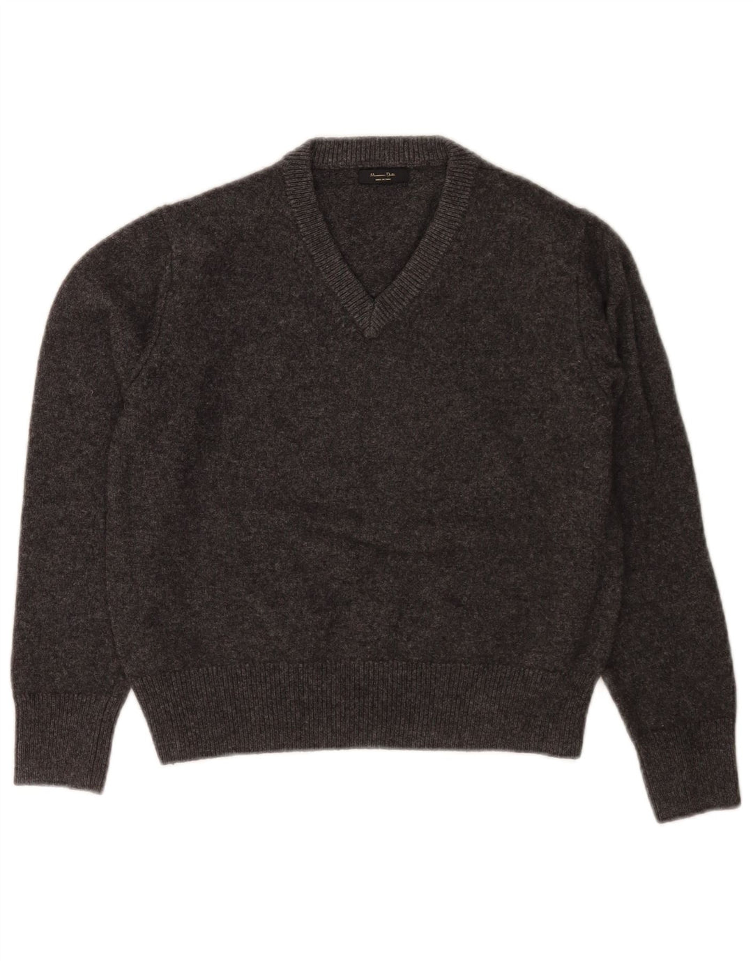 Massimo Dutti γυναικείο πουλόβερ με κανονική εφαρμογή με V λαιμόκοψη UK 10 Small Grey