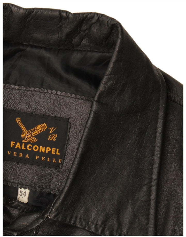 Falconpel Ανδρικό Δερμάτινο Μπουφάν IT 54 2XL Μαύρο Δερμάτινο