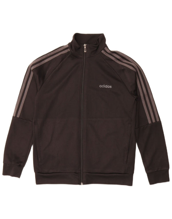 Adidas Boys Climalite Tracksuit Top Jacket 13-14 Years Black Polyester